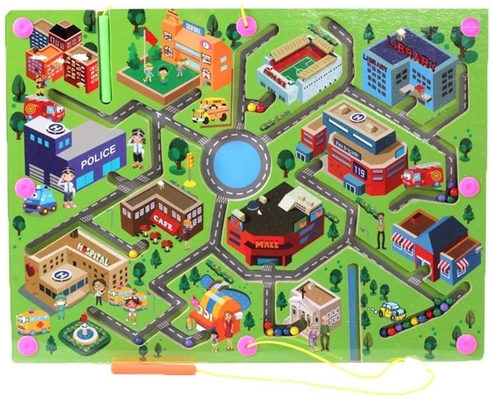 Un buon prezzo. Bambini Traffico della città Legno Magnetico Labirinto Puzzle Giocattoli didattici in linea