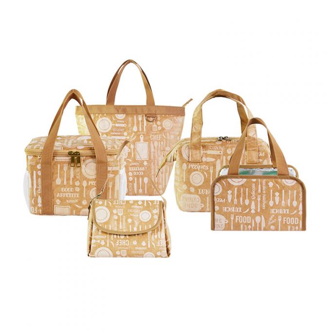 OEM Isolato Kraft Brown Paper Lunch Bag Bag Termale Cooler Bag Per Picnic Alimentare 1