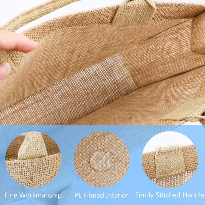 Borse di giuta in burlap Tote personalizzate Stampa personalizzata di Natale con manici 1