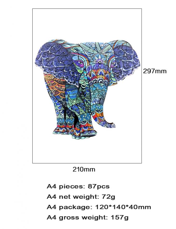 Pavimento colorato a forma di animale Legno elefante puzzle per bambini di 3 anni 3