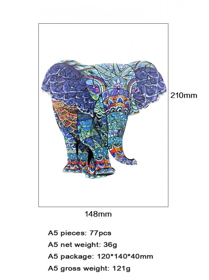Pavimento colorato a forma di animale Legno elefante puzzle per bambini di 3 anni 2