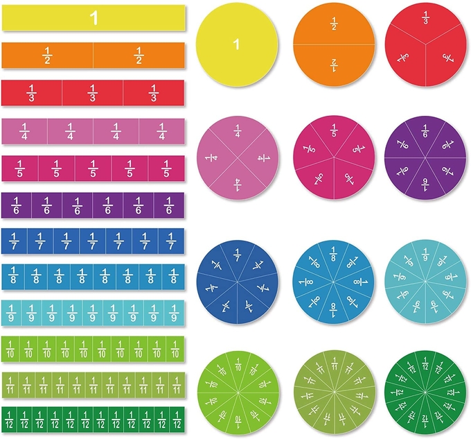 Set di frazioni di cerchi di piastrelle magnetiche 156 pezzi 12 codifica dei colori Conteggio e giocattoli di matematica 0
