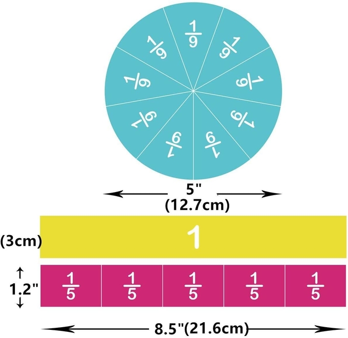 Set di frazioni di cerchi di piastrelle magnetiche 156 pezzi 12 codifica dei colori Conteggio e giocattoli di matematica 1