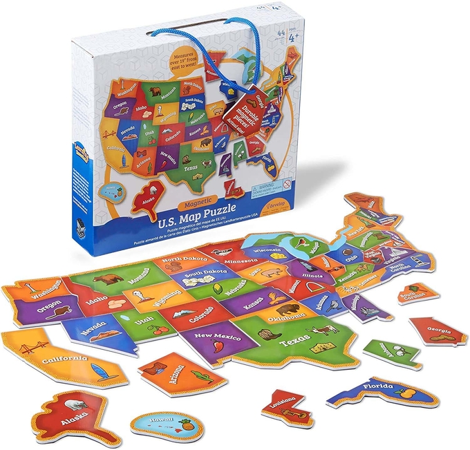 44 pezzi Magnetico USA Mappa Puzzle Divertente Geografia Per Bambini Età 4+ 1