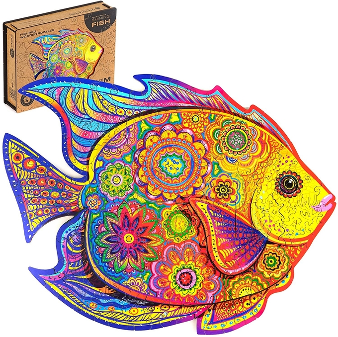 Animali magici ecologici Puzzle di legno Pesci luminosi 0